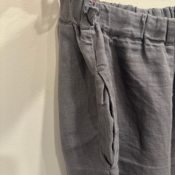 Len Ok Gray Linen Elastic Waist Shorts XXXL Relaxed Fit Coastal Lagenlook Boho - Picture 4 of 8